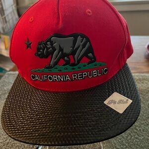 California Republic Red and Black Snapback Hat